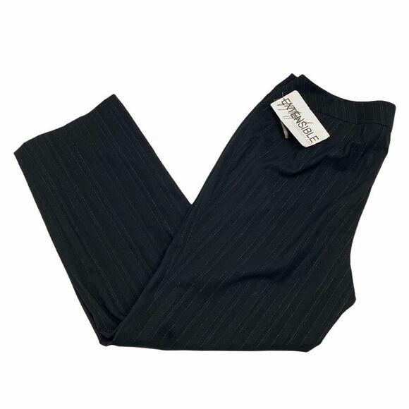 Peter Nygard Black Pinstripe Wide Leg Trousers 16 - Picture 8 of 9